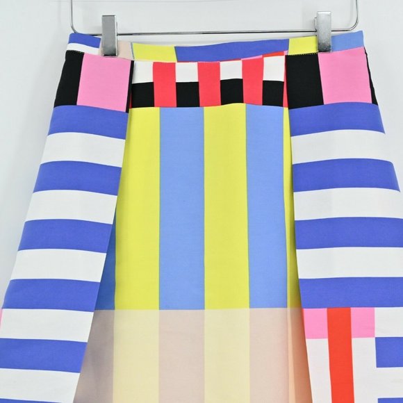 KATE SPADE Womens Sz 2 Go Fly A Kite Skirt Pink Black Blue Yellow Fit and Flare - Picture 3 of 10